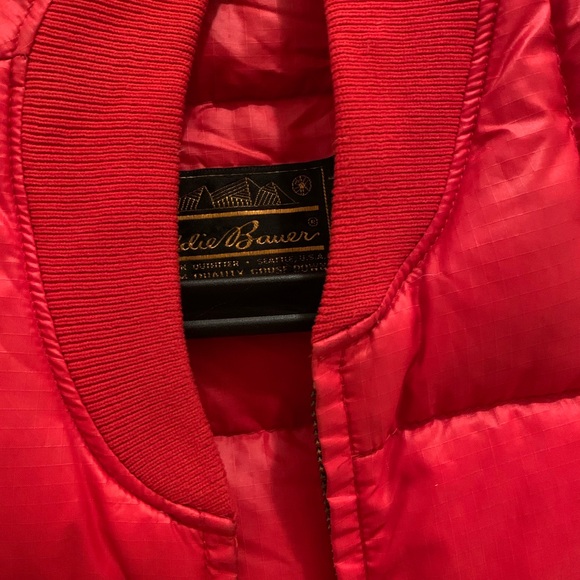 RARE Vintage Eddie Bauer Goose Down Quilted Cherry Red Vest - Picture 4 of 8
